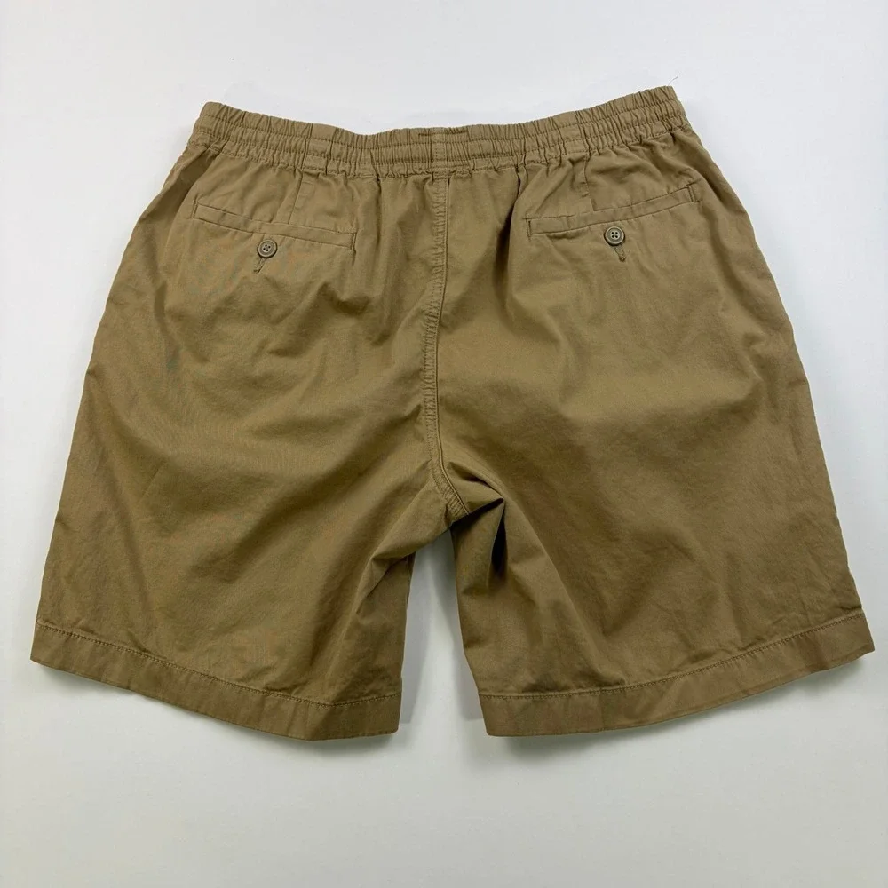 J. Crew Dock Shorts Mens Medium Brown Khaki Stretch Cotton Pull On 8in